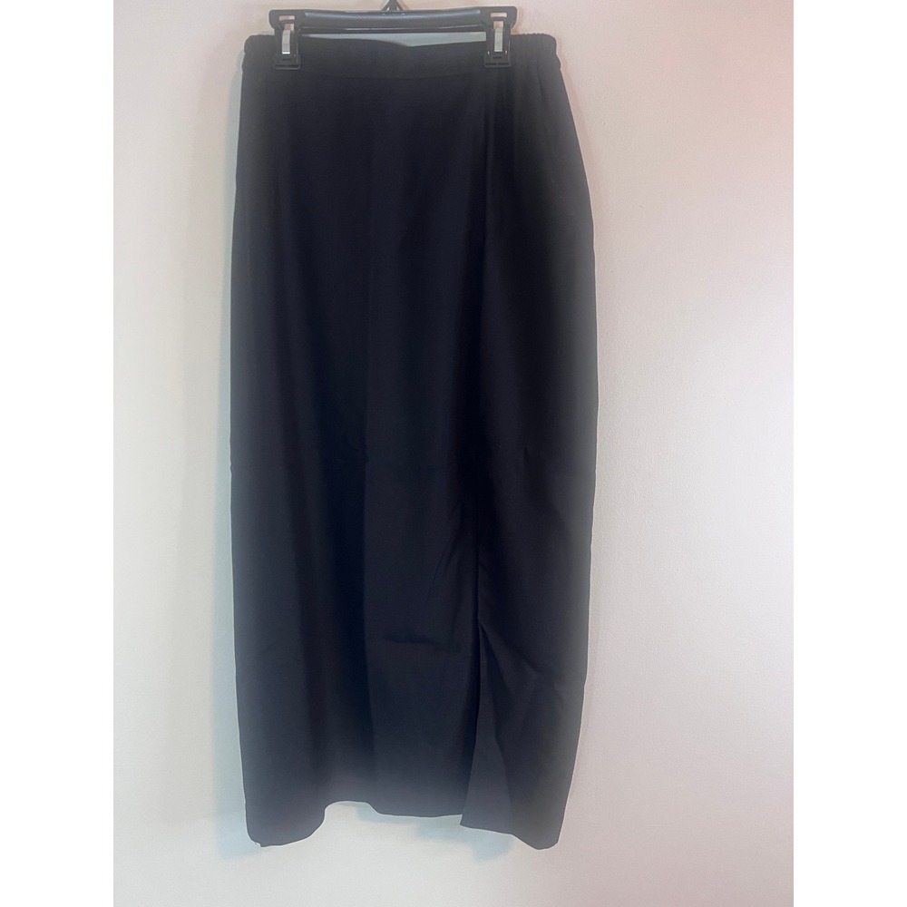 Kokomo by HD Black Rayon Maxi Skirt Side Slit Vintage Made in USA Size 14